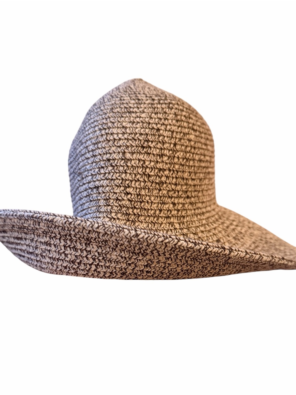 Comhats Wide Brim Packable Sun Hat Beige Black Woven Summer Beach